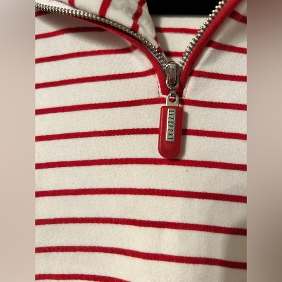 90’s Vintage Liz Claiborne Lizsport Cropped Red and White Striped Polo - Picture 3 of 6
